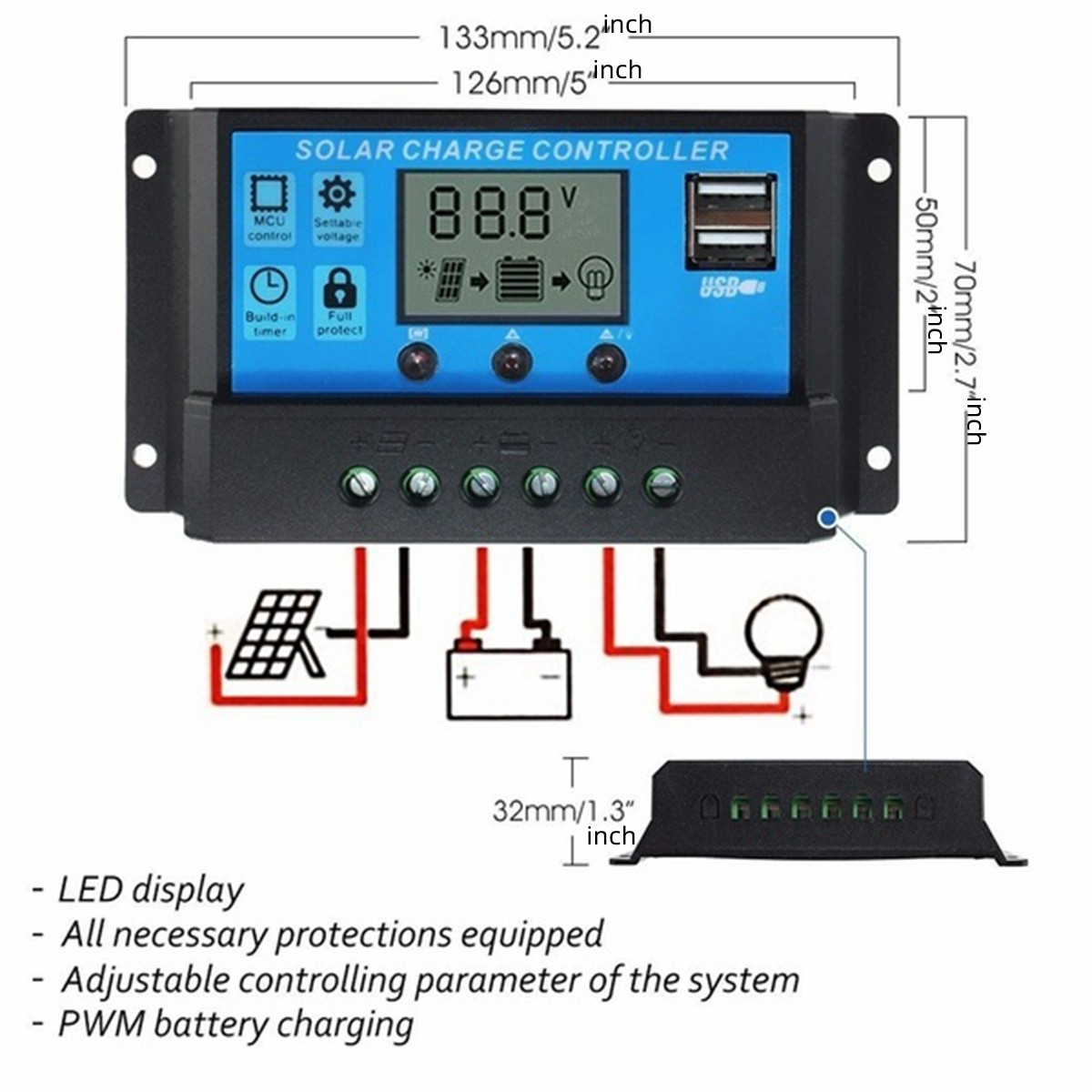10/20/30/40/50/60/100A ШИМ-кон – обзор и цена Pwm Charge Controller